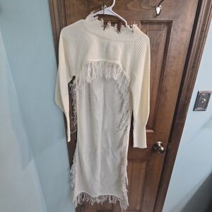 Cream Distressed Women’s Sweater Cardigan